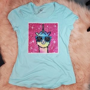 Justice No Prob-Llama Reversible Sequin Tee
